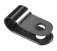 TOP-VIGOR 100Pcs Nylon R-Type Cable Clamp Clips, 6.4mm Plastic Cable Clamp Assortment Kit Fastener, Plastic Wire Clamp Clips for Electrical Cable Wire Conduit Cable Management, Black