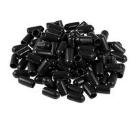 TOP-VIGOR 100Pcs Rubber End Caps, 6mm ID Round Flexible Screw End Caps Thread Protectors, Black Vinyl Bolt Covers Rubber Covers for Screws, Tubes, Cables, Wires, Cyling, etc