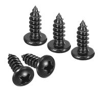 TOP-VIGOR 100Pcs Self Tapping Screws, M4 Phillips Pan Head Screw, 12mm Round Head Tapping Screws, Stainless Steel Machine Wood Fasteners Bolts for Wood, Drywall, plastic, Furniture, Repairing, Black