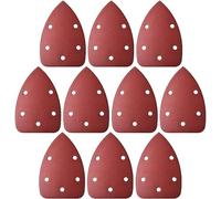 TOP-VIGOR 10Pcs 320 Grit Detail Sander Sandpaper, 5 Holes Mouse Sanding Pads Triangular Hook and Loop Sandpaper Sheet for Orbit Orbital Sander and Oscillating Tools