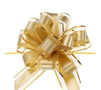 TOP-VIGOR 10pcs 7 Inch Large Pull Bow, Gift Wrapping Bows Ribbon Organza Bows for Wedding Baskets Presents Christmas Valentine's Day Birthday Gift Decorations, Champagne Gold