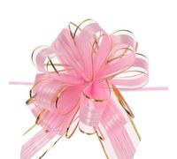 TOP-VIGOR 10pcs 7 Inch Large Pull Bow, Gift Wrapping Bows Ribbon Organza Bows for Wedding Baskets Presents Christmas Valentine's Day Birthday Gift Decorations, Pink