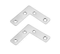 TOP-VIGOR 10Pcs L Shape Flat Fixing Mending Plates 50mmx50mm, Stainless Steel Flat Bar Corner Brace Brackets Mending Repair for Wood Connector