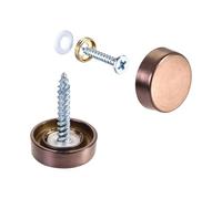 TOP-VIGOR 10Pcs Mirror Screws, 16mm Stainless Steel Mirror Screws Cap Nail with Washers, Decorative Cap Covers Brushed Mirror Nails for Mirrors, Furniture Fittings, Tables, Wardrobes, Glass, Rose Gold