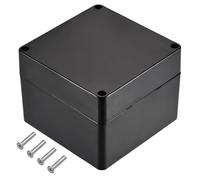 TOP-VIGOR 120x120x90mm Waterproof Electrical Junction Box, ABS Plastic Project Boxes with Screws for DIY Electronics Projects, Indoor Power Module Case, Instrument Case Box, Black
