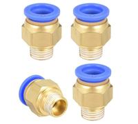 TOP-VIGOR 12mm Pneumatic Push-to-Connect Fittings, G1/4 Male Thread Quick Connect Straight Coupler, Air Line Push Fit Connectors for Pneumatic Systems & Air Compressors, Pack of 4
