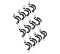 TOP-VIGOR 12Pcs 25mm(1") Cable Clamp, Black Rubber Pipe Strap, U Shape 304 Stainless Steel Hose Clamp, Tube Holder for Fixing Tube Pipe Wire