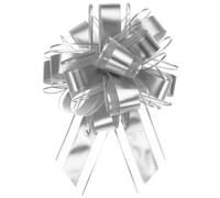 TOP-VIGOR 12Pcs 9 Inch Extra Large Pull Bow, Metallic Gift Wrapping Bows Ribbon Organza for Wedding Baskets Presents Christmas Valentine's Day Birthday Gift Decorations, Silver