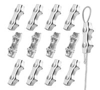 TOP-VIGOR 12Pcs M4 Duplex Clamp Wire Rope Clips, 304 Stainless Steel Wire Rope Cable Clamp Fastener, 4mm Wire Clips Clamps Fence Connectors for Hanging Wire Clothesline Tensioner Awning Fixed