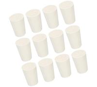 TOP-VIGOR 12Pcs Rubber Tapered Plug, 11mm to 15mm Solid Silicone Stopper, Tapered Lab Seal Rubber Stoppers Lab Plug with Hole Test Tube Bungs for Lab Home Flasks Glass Containers Test Tube, White