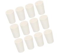 TOP-VIGOR 12Pcs Rubber Tapered Plug, 13mm to 17mm Solid Silicone Stopper, Tapered Lab Seal Rubber Stoppers Lab Plug with Hole Test Tube Bungs for Lab Home Flasks Glass Containers Test Tube, White