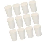 TOP-VIGOR 12Pcs Rubber Tapered Plug, 14mm to 19mm Solid Silicone Stopper, Tapered Lab Seal Rubber Stoppers Lab Plug with Hole Test Tube Bungs for Lab Home Flasks Glass Containers Test Tube, White
