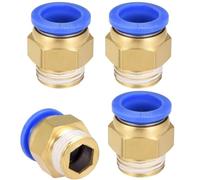 TOP-VIGOR 16mm Pneumatic Push-to-Connect Fittings, G1/2 Male Thread Quick Connect Straight Coupler, Air Line Push Fit Connectors for Pneumatic Systems & Air Compressors, Pack of 4