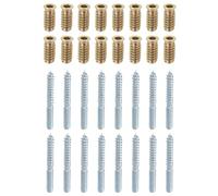 TOP-VIGOR 16Pcs M6x60mm Hanger Bolts, 36mm Wood Dowel Screw Self-Tapping Screw with M6x24mm Threaded Insert Nuts Interface Hex Socket Drive for Joint Furniture Legs