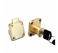 TOP-VIGOR 1Pc Security Cam Lock, 20mm Zinc Alloy Security Cabinet Lock Cylinder Drawer Cupboard Mailbox Lock with 2 Keys for Household Office, Keys Alike, Gold