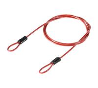 TOP-VIGOR 1Pcs Security Steel Cable, 2.5mm x 2m / 6.56ft Coated Safety Wire Rope Double Loop Flexible Security Cable Lock for Outdoor Travel Luggage Bike, Red