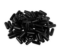 TOP-VIGOR 200Pcs Rubber End Caps, 4mm ID Round Flexible Screw End Caps Thread Protectors, Black Vinyl Bolt Covers Rubber Covers for Screws, Tubes, Cables, Wires, Cyling, etc