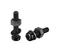 TOP-VIGOR 20Pcs M5x25mm Nylon Screw Nut Washer Assortment Kit, Round Head Machine Screw Bolt Nuts Flat Washers for Fixing Component, Industrial and Construction Fasteners, Black