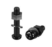 TOP-VIGOR 20Pcs M6x30mm Nylon Screw Nut Washer Assortment Kit, Round Head Machine Screw Bolt Nuts Flat Washers for Fixing Component, Industrial and Construction Fasteners, Black