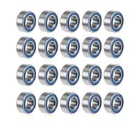 TOP-VIGOR 20Pcs MR105-2RS Deep Groove Ball Bearings, Z2 5mm x 10mm x 4mm Double Sealed Industrial Bearings, Chrome Steel Skateboard Bearings for Electrical Instrument Equipment, Blue