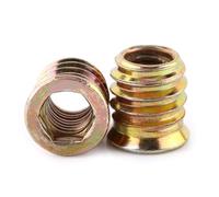 TOP-VIGOR 20Pcs Threaded Insert Nuts for Wood, M8*15 Insert Hex Socket Nuts, Flanged Hex Socket Screw, Zinc Plated Carbon Steel Hex Drive Head Nut for Wood Timber Furniture Carpenter DIY