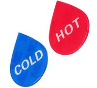 TOP-VIGOR 2Pairs/4Pcs Self Stick Hot/Cold Water Label, Acrylic Drop Shape Sticker Signs for Faucets Sinks, Red/Blue