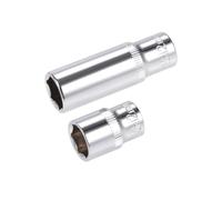 TOP-VIGOR 2Pcs 1/4-Inch Drive by 12mm Deep and Shallow Socket, Cr-V Drive Socket, 6-Point, Metric for Auto Repairing and Household