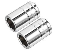 TOP-VIGOR 2Pcs 3/8-Inch Drive 12mm 6-Point Shallow Socket, Metric, Cr-V Drive Socket for Auto Repairing and Household