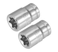 TOP-VIGOR 2Pcs 3/8-inch Drive E14 Torx Shallow Socket, Cr-V Drive Socket Steel for Auto Repairing and Household