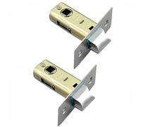 TOP-VIGOR 2Pcs 35mm Tubular Mortice Latch, Stainless Steel Flat Tongue Lock, Mute Door Latch Sprung for Internal Doors, Lever Door Handles