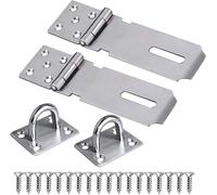 TOP-VIGOR 2Pcs 4 Inch Padlock Hasp and Staple, Stainless Steel Heavy Duty Shed Lock Hasp Security Latch with Screws, Door Clasp Gate Lock Hinge for Shed Window Cabinet Cage, Silver