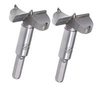 TOP-VIGOR 2Pcs 45mm Forstner Drill Bit Set, Tungsten Carbide Wood Auger Drill Bit Hole Saw Opener for Woodworking Hinge Hole Drilling Boring Bit Cutter Grey