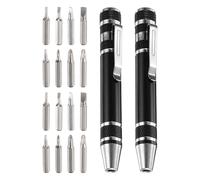 TOP-VIGOR 2pcs 8 in 1 Mini Pocket Pen Screwdriver Set, Multi-Function Magnetic Precision Screwdrivers with Phillips and Flat Head for Electronics, Glasses, Watch and Small Appliance Repair, Black