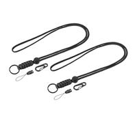 TOP-VIGOR 2Pcs Badge Lanyard, 20 Inch Necklace Keychain Badge Cord Metal Clasp Hook Ring Strap for Keys Whistle ID Card Badge Holder, Black