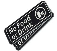 TOP-VIGOR 2Pcs No Food or Drink Sign, Acrylic 6"x2" Self Adhesive Door Wall Sign Sticker for Office Business Warehouse Shop, Black