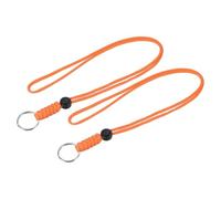 TOP-VIGOR 2Pcs Paracord Lanyard with Keyrings, 18 Inch Necklace Keychain Badge Cord Wrist Metal Hooks Straps for Keys Whistle ID Card Badge Holder, Orange