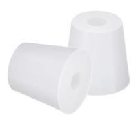 TOP-VIGOR 2Pcs Rubber Tapered Plug, 24mm to 28mm Drilled Silicone Stopper, Tapered Seal Rubber Stoppers Lab Plug with Hole Test Tube Bungs for Lab Home Flasks Glass Containers Test Tube, White