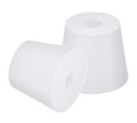 TOP-VIGOR 2Pcs Rubber Tapered Plug, 25mm to 33mm Drilled Silicone Stopper, Tapered Seal Rubber Stoppers Lab Plug with Hole Test Tube Bungs for Lab Home Flasks Glass Containers Test Tube, White
