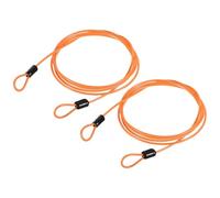 TOP-VIGOR 2Pcs Security Steel Cable, 2.5mm x 1.5m / 4.92ft Coated Safety Wire Rope Double Loop Flexible Security Cable Lock for Outdoor Travel Luggage Bike, Orange