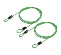 TOP-VIGOR 2Pcs Security Steel Cable, 2.5mm x 1m / 3.28ft Coated Safety Wire Rope Double Loop Flexible Security Cable Lock for Outdoor Travel Luggage Bike, Green