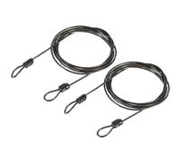 TOP-VIGOR 2Pcs Security Steel Cable, 2.5mm x 2m / 6.56ft Coated Safety Wire Rope Double Loop Flexible Security Cable Lock for Outdoor Travel Luggage Bike, Black