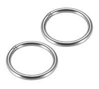 TOP-VIGOR 2Pcs Welded O-rings, 60mm Outer Dia 6mm Thickness Multi-Purpose 201 Stainless Steel O Rings, Smooth Strapping Welded Round Rings for Hardware Bags Ring Hand DIY Accessories and Dog Leas