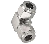 TOP-VIGOR 3/8" to 3/8" OD Compression Tube Fitting 90° Elbow Union, 304 Stainless Steel Double Ferrule Coupling Connector, Heavy-Duty Brass Compression Fittings