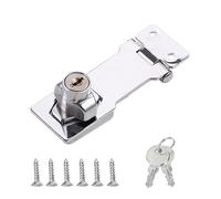 TOP-VIGOR 3 Inch Keyed Hasp Lock, Heavy Duty Door Hasp and Staple with Padlock & Keys, Twist-Knob Safety Clasp for Cupboard, Cabinet, Drawer, Shed & Gate, Silver