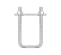 TOP-VIGOR 3 sets M10 Square U-Bolts, 50mm Inner Width 120mm Length 304 Stainless Steel U-Bolts with Nut, Plate for Building Installations Mechanical Parts Connection Cehicles Ships