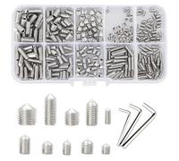 TOP-VIGOR 308Pcs Cone Cup Point Grub Screws, M3/M4/M5 Hex Head Socket Screws Set Assorted, Threads Screws with Internal Hex Drive for Door Handle, Faucet, Light Fixture Home Repairs, Fixtures