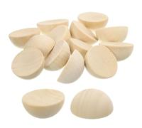 TOP-VIGOR 30Pcs Split Wood Balls, 35mm Half Wood Beads, Unfinished Natural Half Wooden Balls, Mini Round Wooden Hemisphere Bead for Crafts Painting DIY, Festival Party Home Decorations