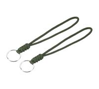 TOP-VIGOR 3Pcs Paracord Lanyard with Keyrings, 8 Inch Necklace Keychain Badge Cord Wrist Metal Hooks Straps for Keys Whistle ID Card Badge Holder, Green