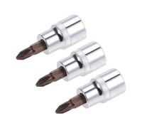 TOP-VIGOR 3Pcs Phillips Bit Socket, 3/8" Drive x PH2 Key Socket, Premium S2 Steel Bits, 48mm Length Bit with Hex Shank Power Drill Adapter for Car, Trucks Repair(for Hand Use Only)
