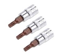 TOP-VIGOR 3Pcs Torx Bit Socket, 1/4" Drive x T25 CR-V Key Socket, Premium S2 Steel Bits, Torx Bit with 38mm Length for Torque Wrench, Ratchet Wrench, Impact Power Drills, Slide Bar